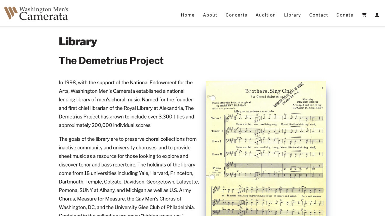 Demetrius Project digital choral music library
