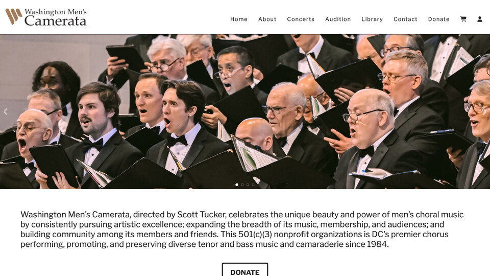 Washington Men's Camerata website homepage