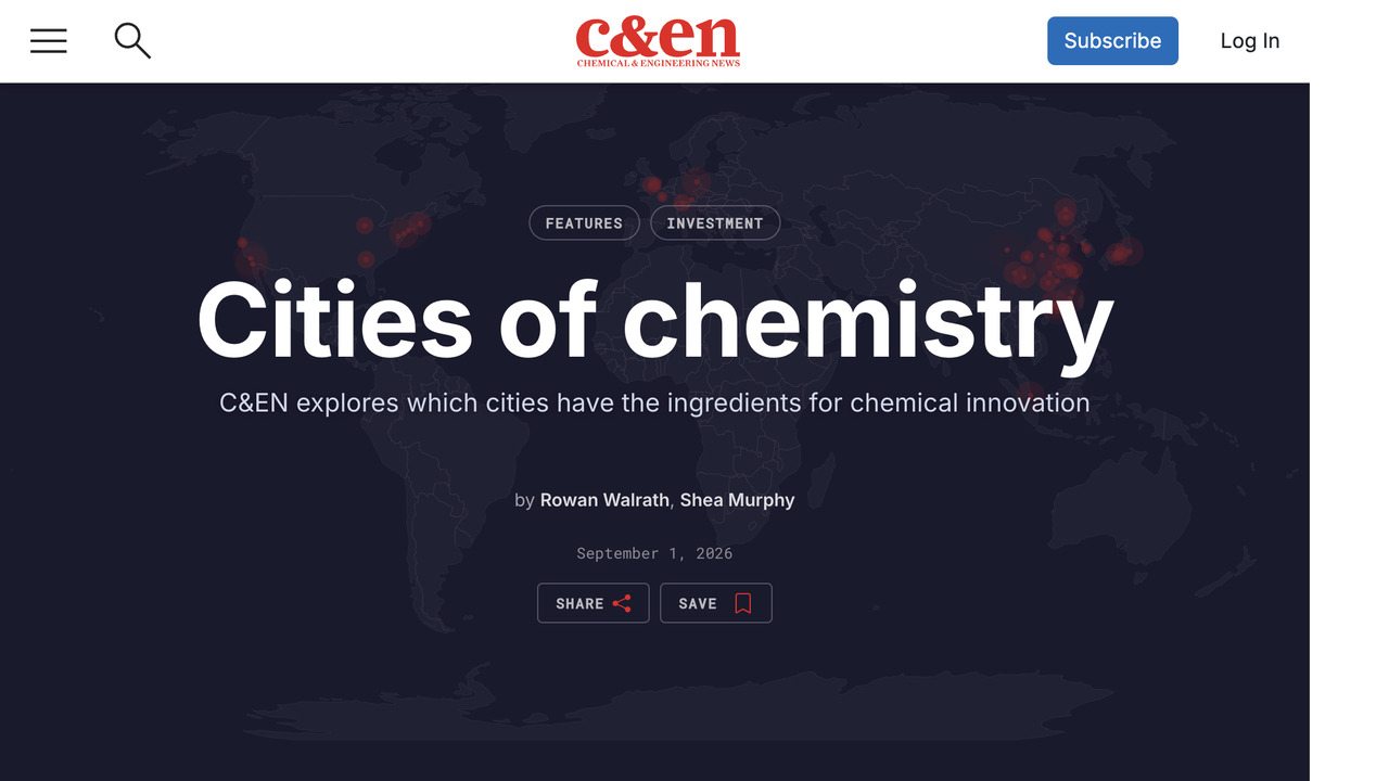 Cities of Chemistry interactive C&EN feature credited to Shea Murphy