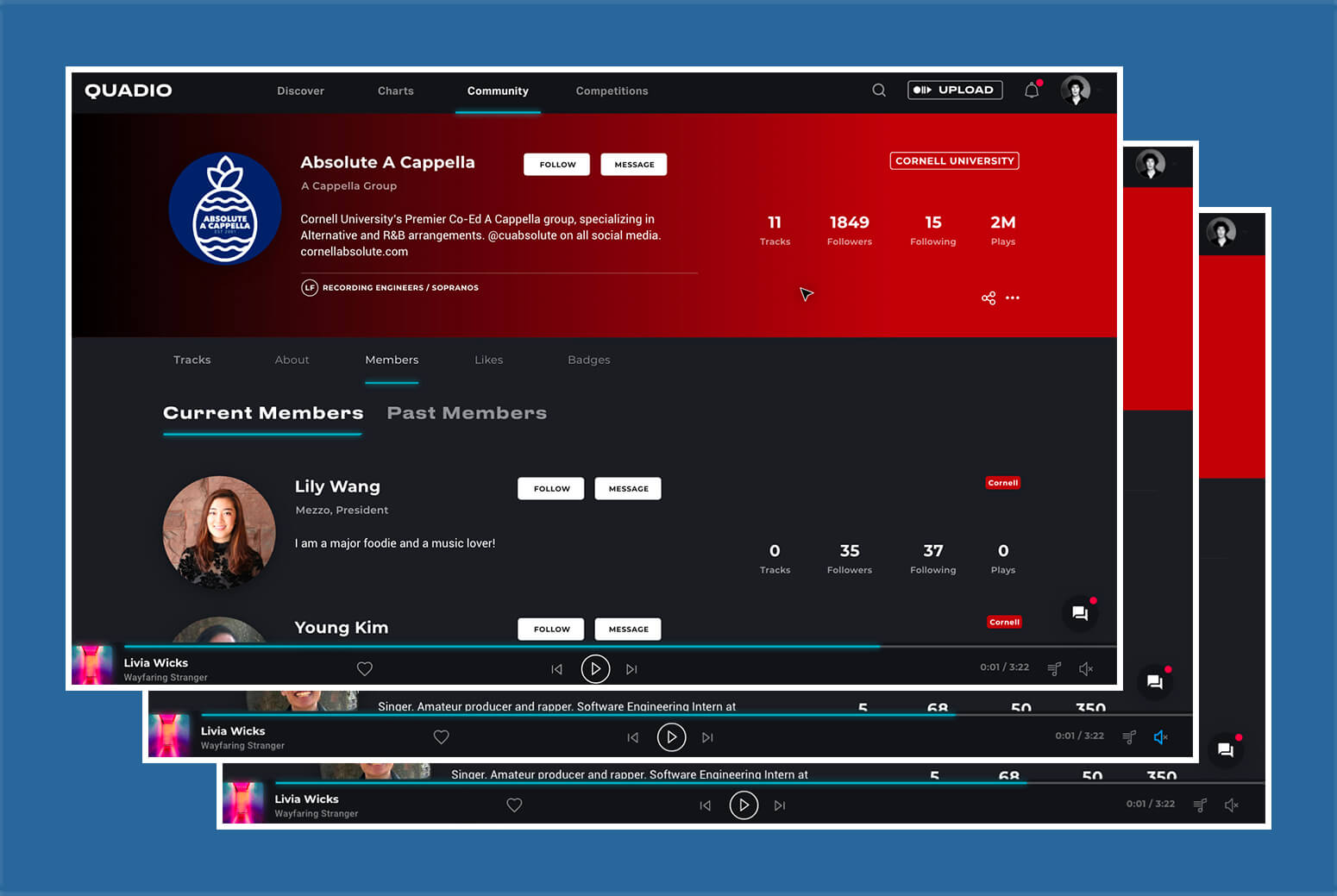 Quadio mobile interface design exploration